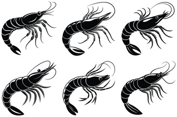 Shrimp silhouette Vector illustration
