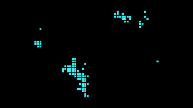 Seychelles digital map. Map of Seychelles in a dotted style. The shape of the island is filled with rectangles. Amazing video.