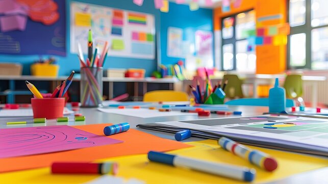 Continuous improvement Innovation Strategy Innovation Strategy Brainstorming session with creative tools in a vibrant room