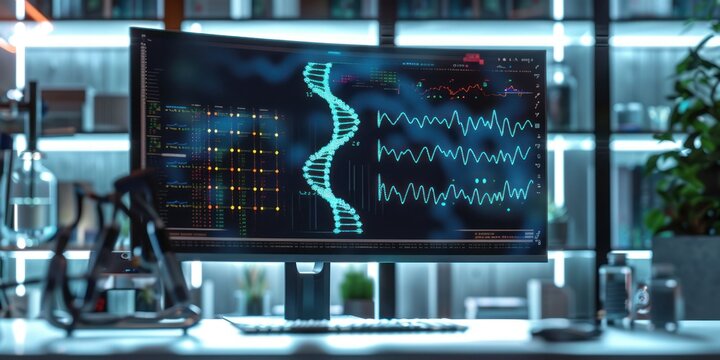 Modern DNA Research on Computer Monitor