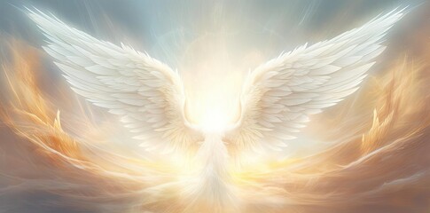 spiritual background with an angelic figure in flight