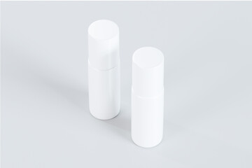 3D Rendering Mockup of Isolated White Cosmetic Bottles and Containers on a White Background