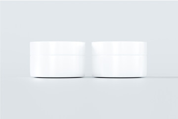 3D Rendering Blank Packaging White Mockup of different cosmetic bottles and container isolated on white background.
