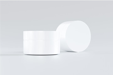 3D Rendering Blank Packaging White Mockup of different cosmetic bottles and container isolated on white background.
