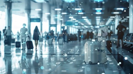At a bustling airport 5Gpowered robots assist with baggage handling security checks and even guide passengers to their gates streamlining the travel experience for all.