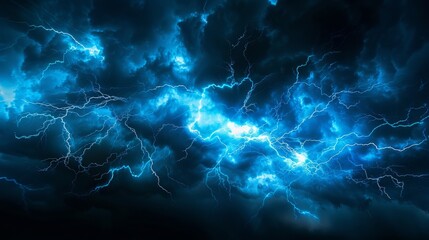 Obraz premium Dramatic thunderstorm with powerful lightning strikes