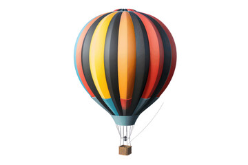 Naklejka premium Vibrant hot air balloon with colorful stripes isolated on white background, perfect for travel and adventure themes.