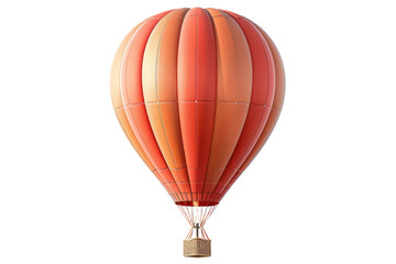 Obraz premium Brightly colored hot air balloon with orange and red stripes isolated on white background. Perfect for travel and adventure themed designs.