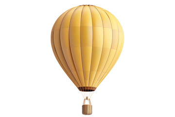 Obraz premium A yellow hot air balloon isolated on a white background. Perfect for travel or adventure themed designs and creatives.