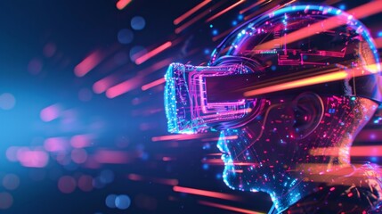 Fototapeta premium A virtual reality headset showcasing the seamless connectivity and lightningfast speeds of 6G creating a truly immersive experience.