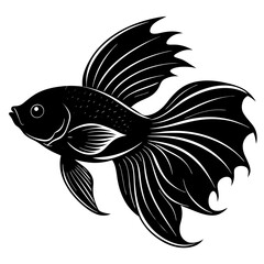 betta bass Fish  vector silhouette illustration