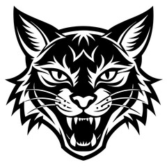 bobcat angry head top view, silhouette vector 