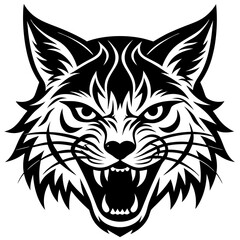 bobcat angry head top view, silhouette vector 