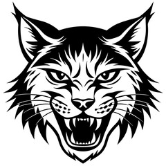 bobcat angry head top view, silhouette vector 