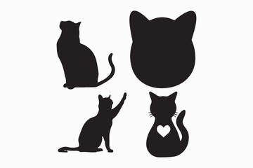 A black and white vector silhouette illustration of a Cat