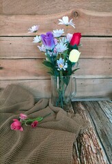 Bouquet of flower and some equipment, good for book cover