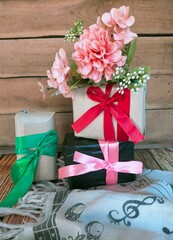 Bouquet of flower and some equipment, good for book cover