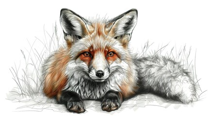 Fototapeta premium Engraved Foxes: Artistic Silhouettes from the Past