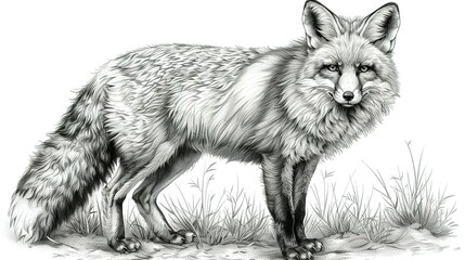 Fototapeta premium Historic Fox Illustrations: Elegant Hand-Drawn Engravings