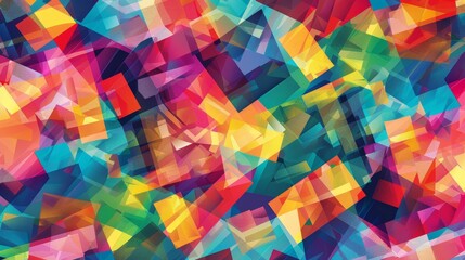 Abstract Colorful Geometric Pattern - Overlapping Shapes, Vibrant Colors, Digital Art, Modern Design
