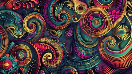 Fototapeta premium Abstract Swirling Pattern with Vibrant Colors and Geometric Shapes