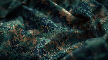 Obraz premium Abstract Close-Up of Digital Camouflage Fabric Showing Detailed Texture