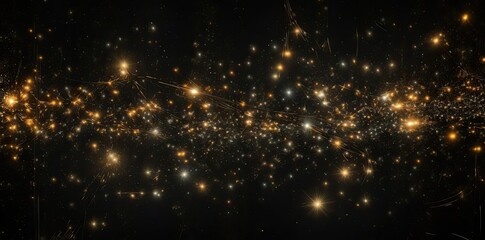 Naklejka premium black background with lights in the sky a cluster of lights, including a red one, a green one, and a blue one, illuminate the night sky