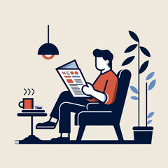 illustration of person reading newspaper