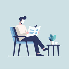 illustration of person reading newspaper