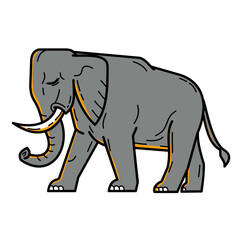 Mono line illustration of an African elephant,  African bush or forest elephant walking viewed from side done in monoline style.