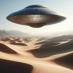 UFO flying saucer on Desert