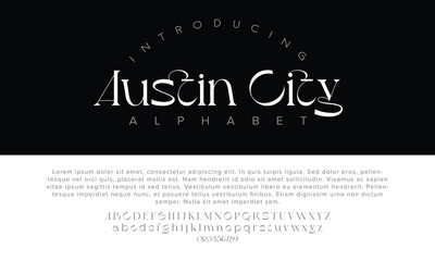 Luxury Austin City alphabet letters font for logo