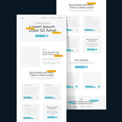 One-page website design template for business. Landing page wireframe. Flat modern responsive design. Email Marketing Newsletter Template