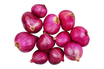 a group of unpeeled shallots isolated transparent