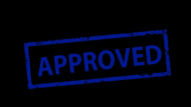 approved stamp with grunge effect with box border. Animation of the approve logo stamp to indicate receipt, approval and permission. on alpha background
