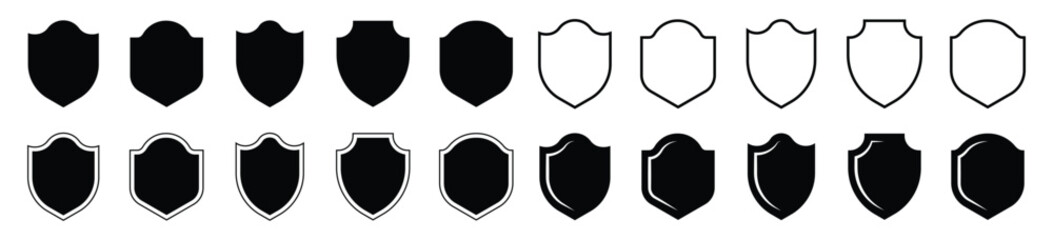 Shield icon collection. sheilds set. Protection, defense,  badge, safety symbol set.