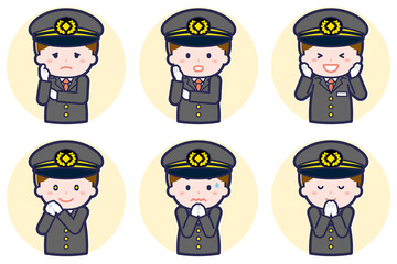 男性運転士のポーズセット_04