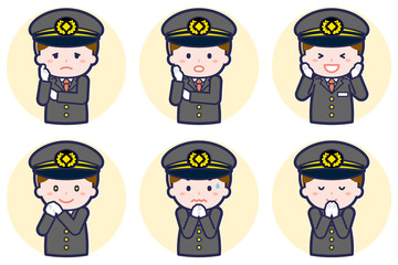 男性運転士のポーズセット_04