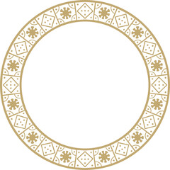 Vector round gold border, frame, Pompeii ring. Circle Neopolitan ornament. Art of Ancient Rome