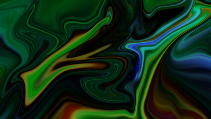 4K abstract dark, holographic, iridescent neon background with a fluid, glassy, curving wave in motion. For banners, backdrops, wallpapers, and covers, use a gradient design element.
