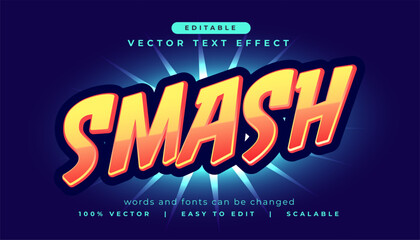 smash bold text effect editable style in yellow and orange color
