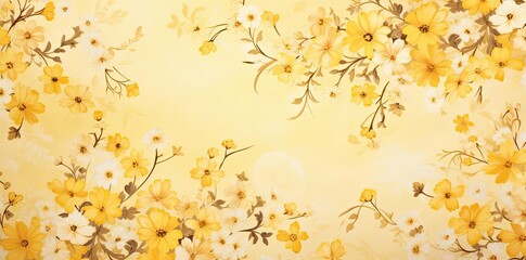 yellow floral background with flowers on a yellow background