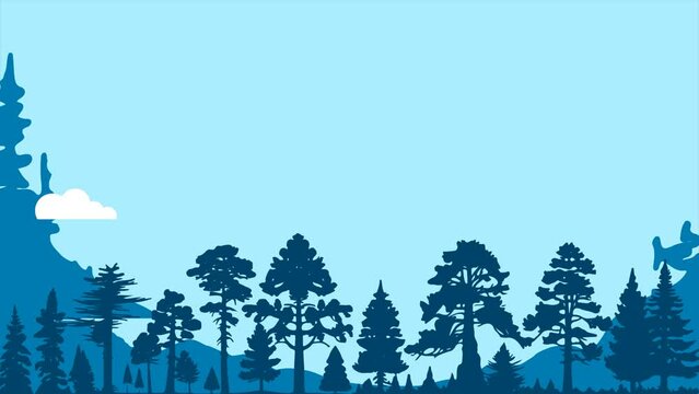 vector crowd of forest pine tree silhouettes