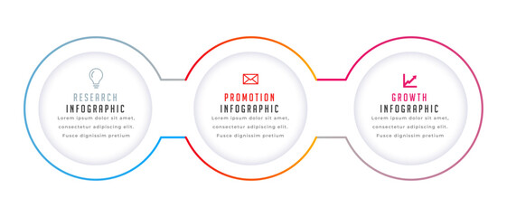 3 steps infographic circular process chart banner design