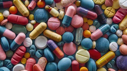 Close-up Portrayal of Prescription Drug Capsules and Pills Reflecting the Impact of Medication Costs in the Pharmaceutical Industry
