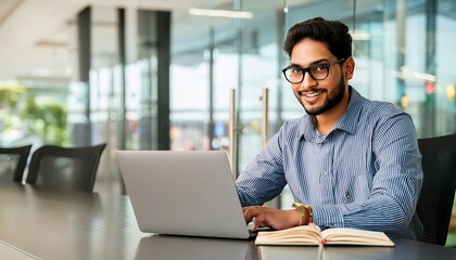 businessman working on laptop in cafe
