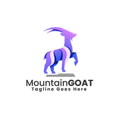 Vector Logo Illustration Goat Gradient Colorful Style