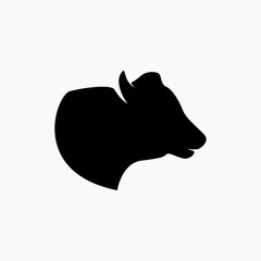 cow silhouette vector design template . black cow drawing . cows head icon design . cow side view silhouette