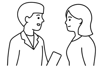 Doctor and nurse doing discussion vector illustration, Simple and minimalist flat Vector