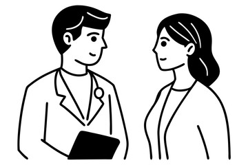 Doctor and nurse doing discussion vector illustration, Simple and minimalist flat Vector